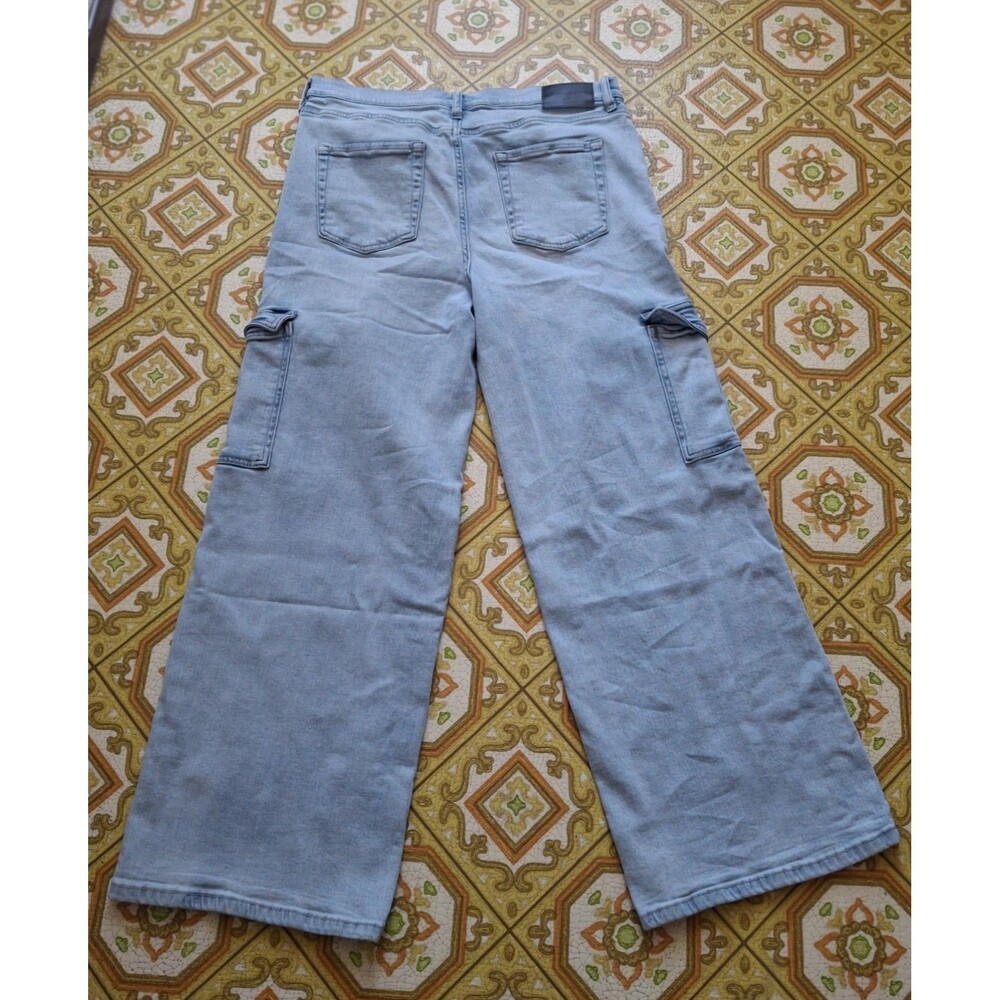 DKNY Wide Leg Cargo Jeans Size 32 Womens 90s Grunge Style Light Wash Alt Y2K - Picture 3 of 6
